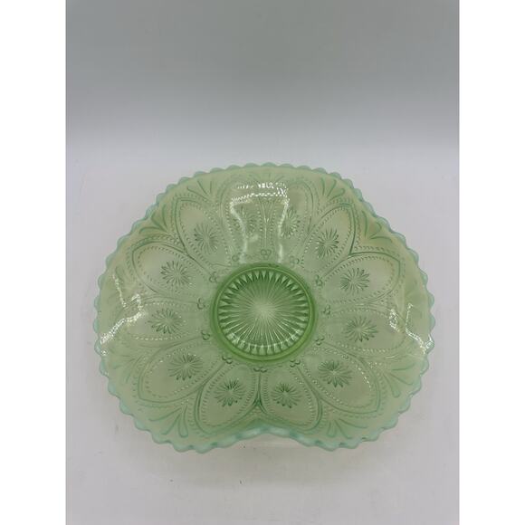 Northwood Spokes and Wheels Green Opalescent Novelty Bowl - Picture 3 of 8